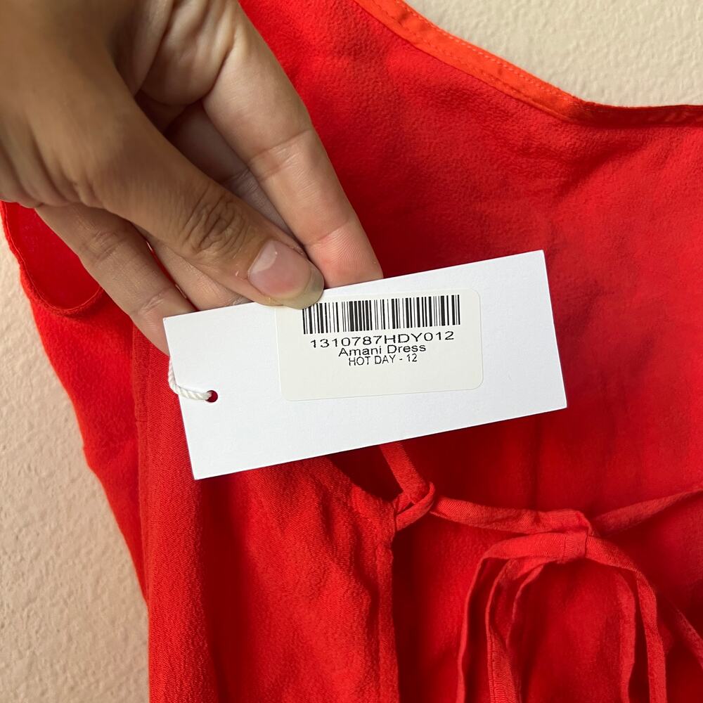 Reformation Amani Red One Shoulder Midi Dress NWT Size 12 - Picture 6 of 8